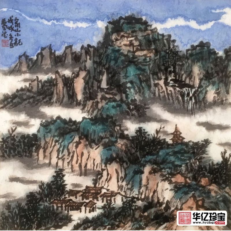 中G美协画家邹梦德新品斗方山水画《家山小记》