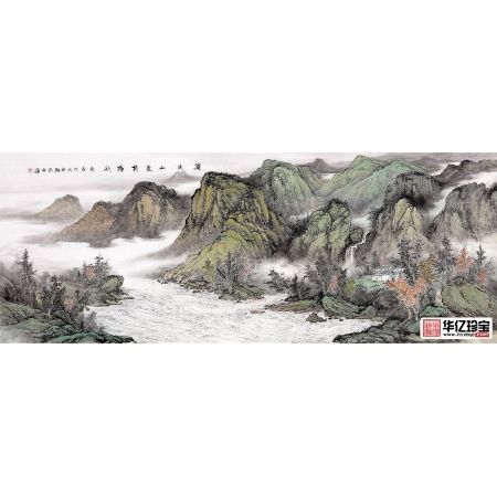 中G美协画家余静老师ZUI新创作国画《湖光山色共争秋》