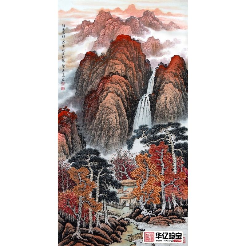许吉尔ZUI新四尺竖幅泰山国画作品《鸿运当头》