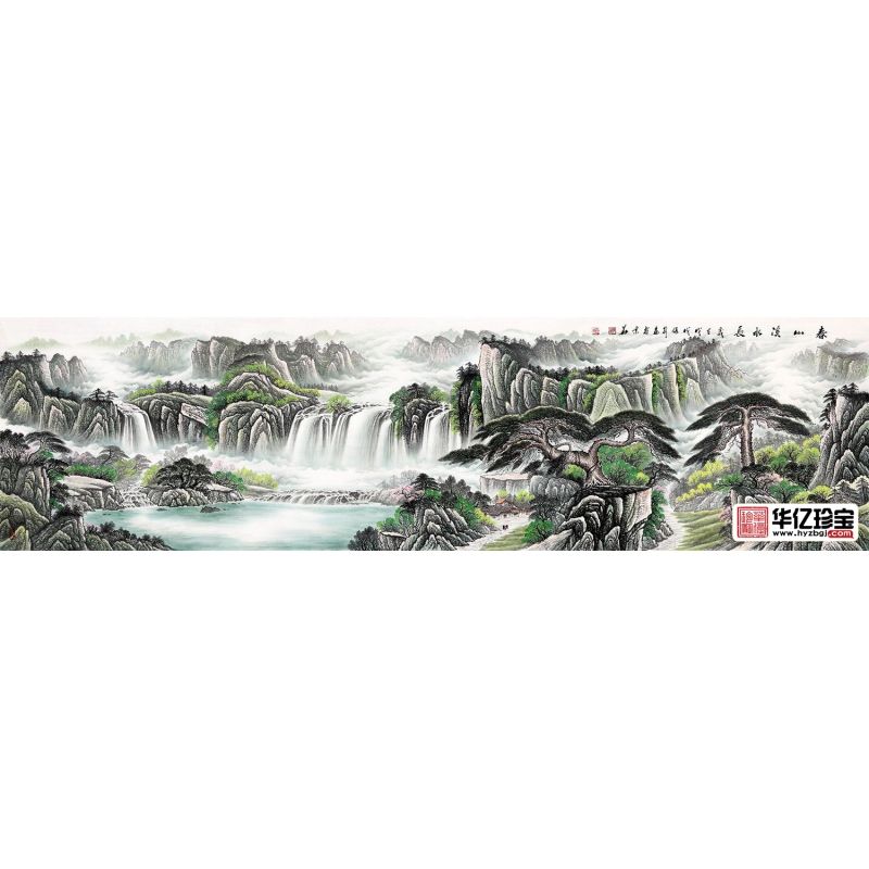 张利ZUI新力作一丈二国画山水画《春山溪水长》