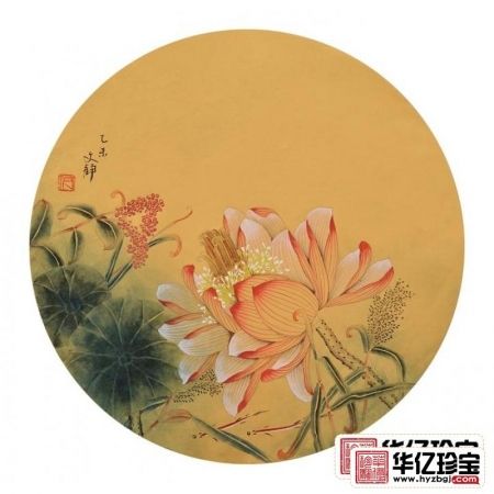 国画荷花图片 何文铮工笔花鸟画《荷塘清趣之二》