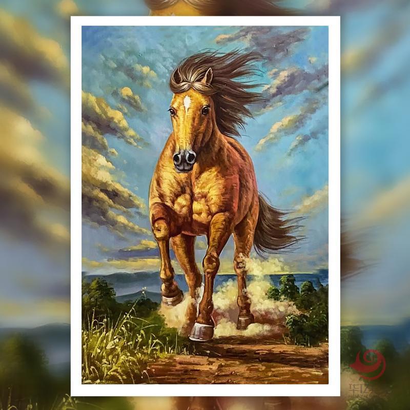 张向工雄马油画作品  90*60cm  4.86平尺