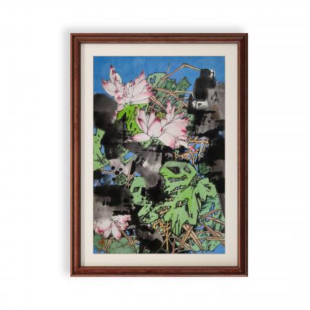 任广彬2.7平尺花鸟写意作品《香远益清》