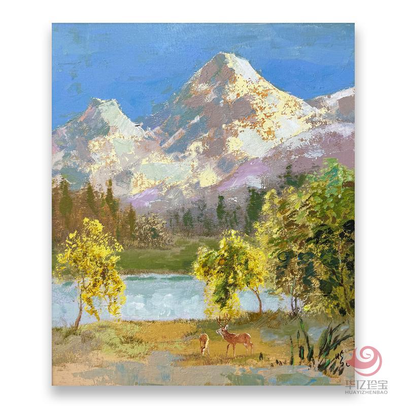 中央美院教授张元2.7平尺油画作品《迷森小鹿》