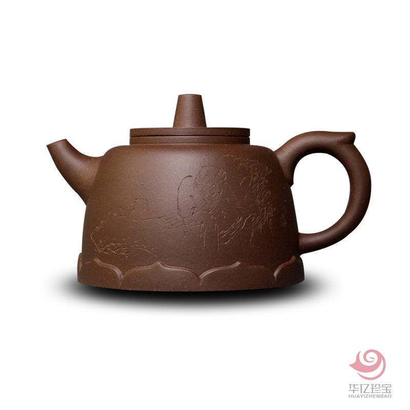 中国工艺美术大师李昌鸿 莲花井栏紫砂壶 拼紫泥420cc