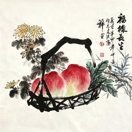 河北画家刘若禅《福禄长生》