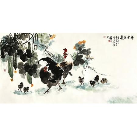著名画家刘若禅作品《美意吉祥》