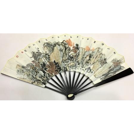 中国美术家协会会员 宋长发 书画成扇《秋山兴画图（秋29）》