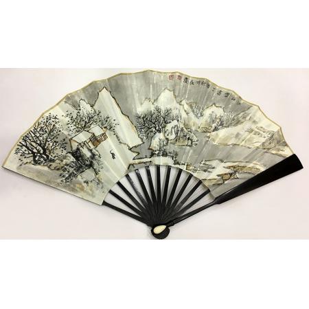 中国美术家协会会员 宋长发 书画成扇《江山雪霁（冬29）》