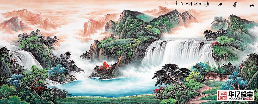 风水画力荐 宋唐新品聚宝盆装饰画《山青水秀》 风水画力荐 宋唐新品聚宝盆装饰画《山青水秀》