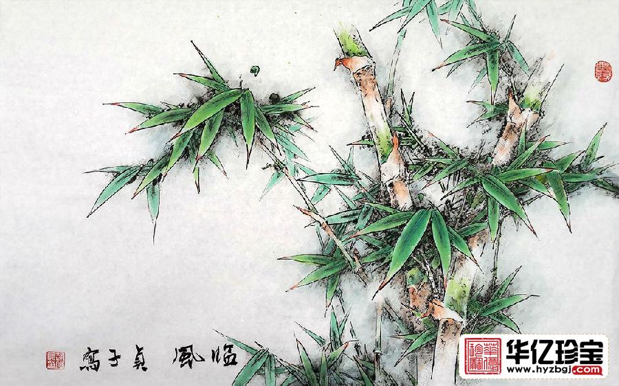 画家赵俊贞国画竹子图《临风》