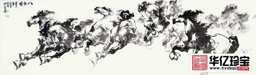 办公室挂画 路向前七尺对开动物画八骏图系列《八骏图一》