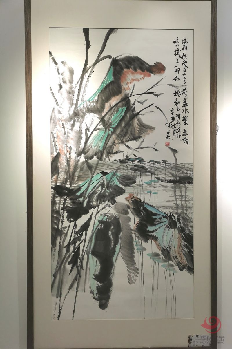 宁夏美协副主席 山水画家何占福《风雨秋池》8平尺竖幅 宁夏美协副主席 山水画家何占福《风雨秋池》8平尺竖幅
