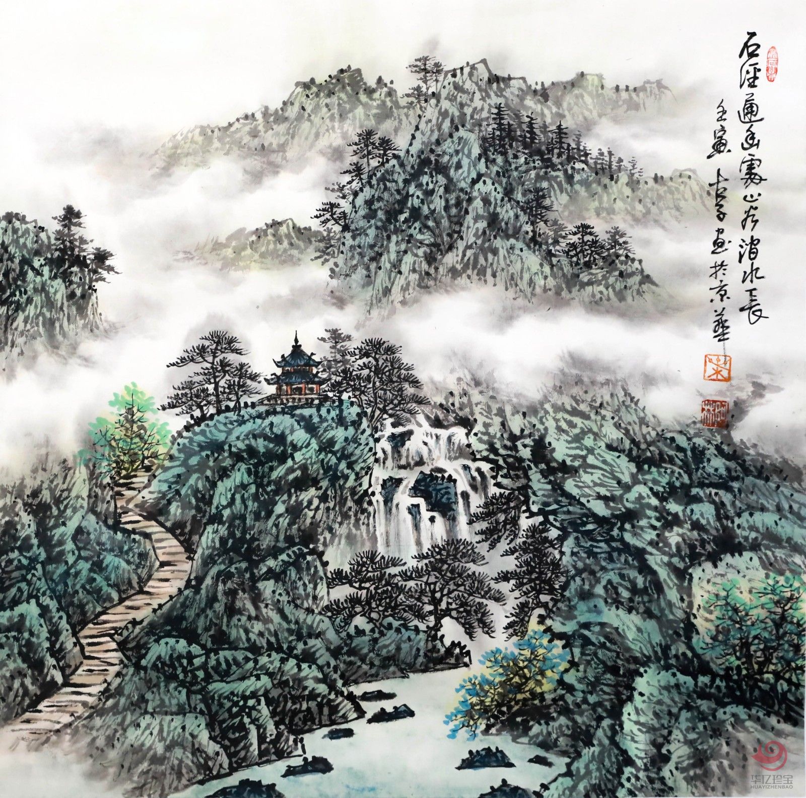 叶阿林4平尺国画作品《石径通幽处》