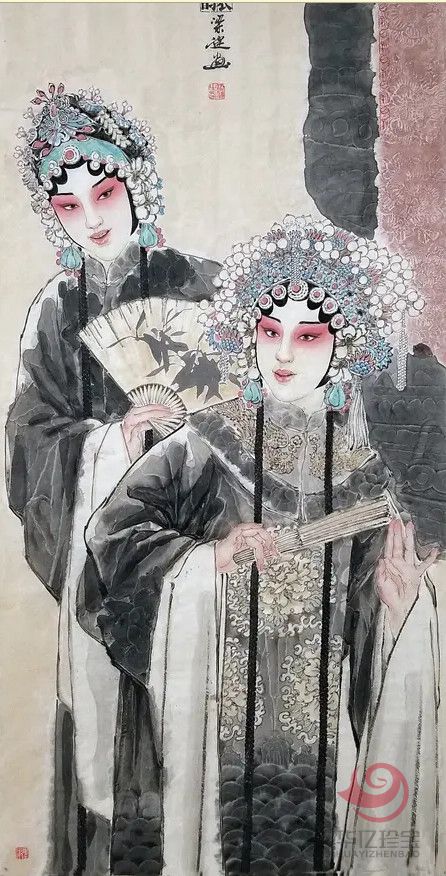 美术家协会会员,工笔画协会梁健作品《戏画3》