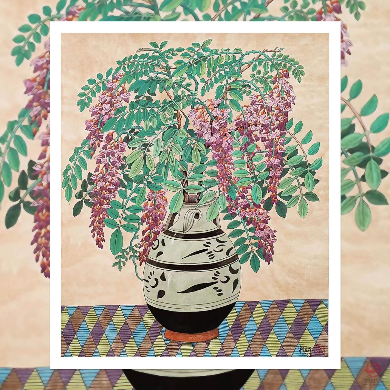 家传工笔重彩传承人祝重华5平尺花鸟作品