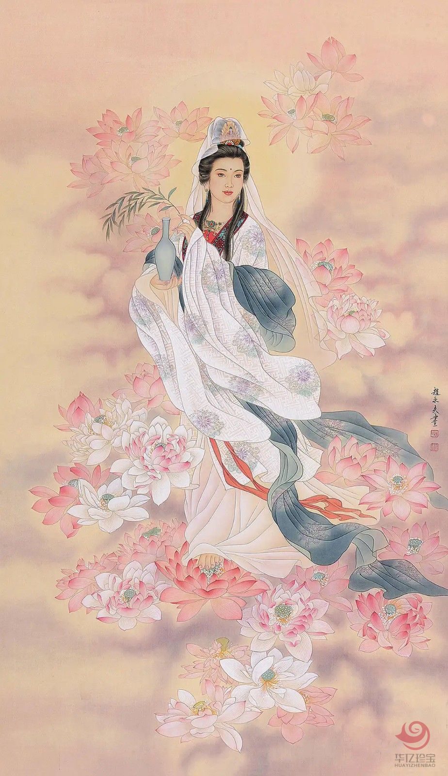 赵永夫8平尺人物作品《观音送福》